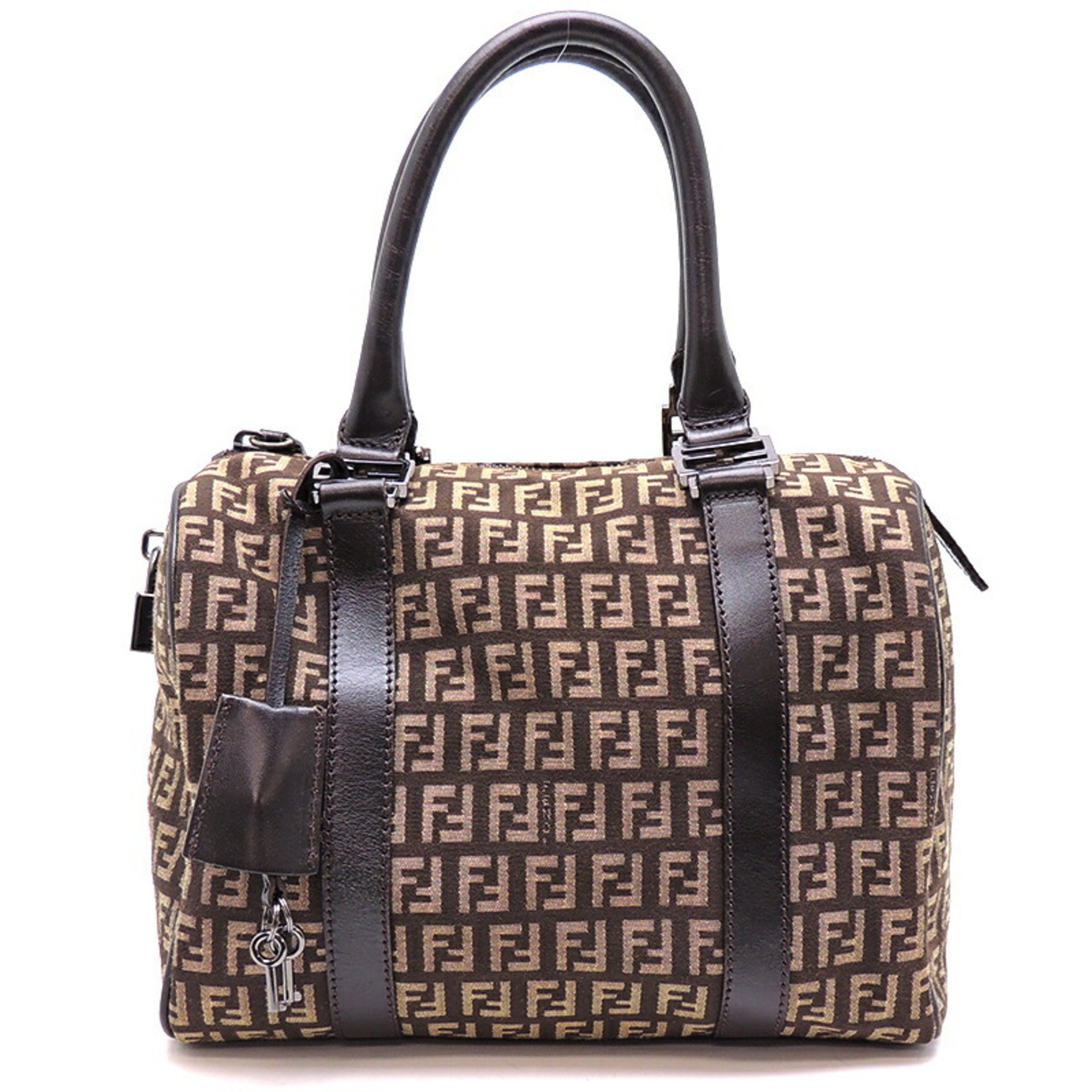 Fendi Zucca Boston Women's Bag 2381-8bn058-029 Canvas Brown/Mocha